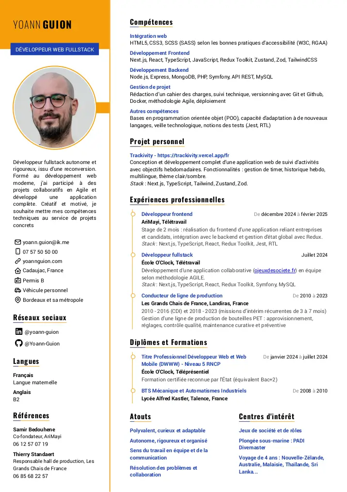 CV de Yoann Guion